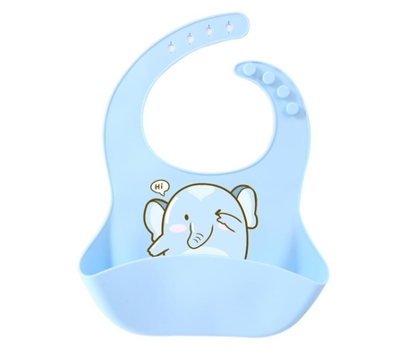 Baby Bibs سیلیکون قابل تنظیم، Bibs تغذیه کودک نو پا BPA رایگان با سوراخ قلاب