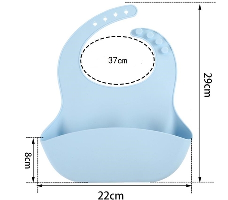 Baby Bibs سیلیکون قابل تنظیم، Bibs تغذیه کودک نو پا BPA رایگان با سوراخ قلاب