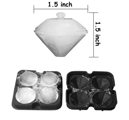 3D الماس سیلیکون قالب یخ یخ 12 * 12 * 3.8CM برای نوشیدنی ها