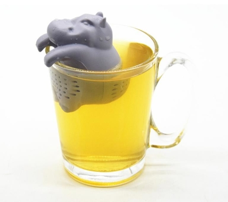 رنگ خاکستری Hippo طراحی شکل مواد غذایی درجه سیلیکون Infuser چای