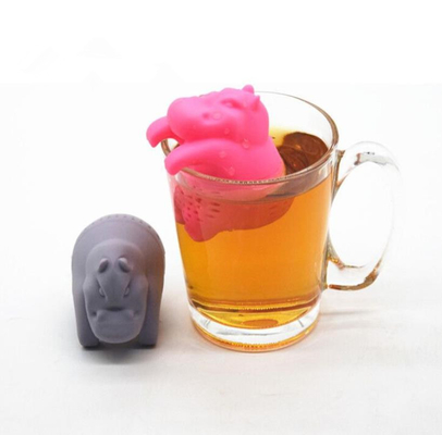 رنگ خاکستری Hippo طراحی شکل مواد غذایی درجه سیلیکون Infuser چای